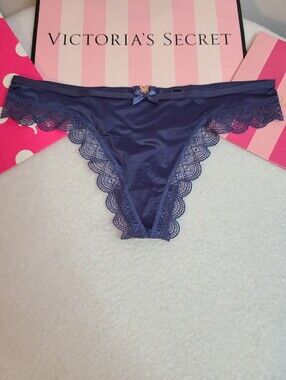 Retired VS Very Sexy Silky Satin Lace-up Back Charm Thong Panty Size M
